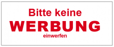 Aufkleber KEINE WERBUNG 45 x 20 mm für Briefkasten