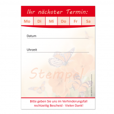 Terminblock-501  (1 Stück) Rot mit Schmetterling-Motiv