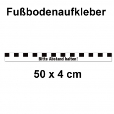 Fussbodenaufkleber Abstandstreifen mit Text 50 x 4 cm Schwarz