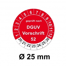 Plaketten DGUV Vorschrift 52 - rot 25mm