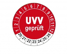 Plaketten UVV Geprüft - rot 25mm