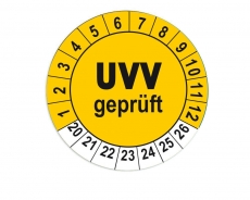 Plaketten UVV Geprüft - gelb 25mm