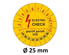 Plaketten Elektrocheck - 25 mm Gelb