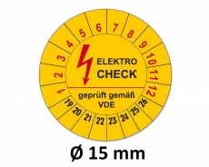 Plaketten Elektrocheck - 15 mm Gelb