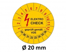 Plaketten Elektro Check - 20 mm Gelb