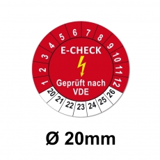 Plaketten Elektro Check - 20 mm Rot