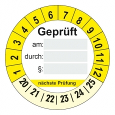 Plaketten Geprüft - 30 mm Gelb