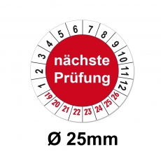 Plaketten nächste Prüfung - rot 25mm