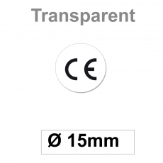 CE Zeichen Transparent Aufkleber - 15 mm Rund