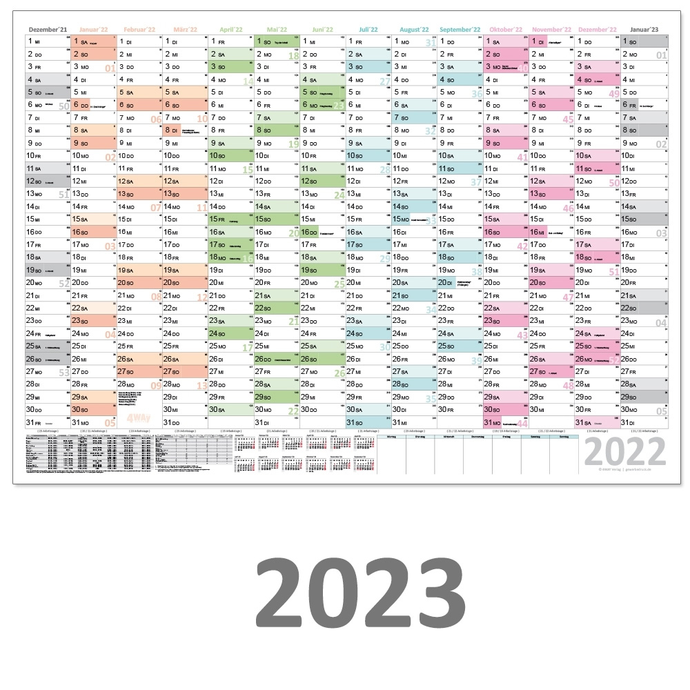 XXL Wandkalender 2021  Grau 13 Monate KW Tagzählung, 