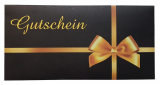 50 Briefumschläge 500 für Gutscheine mit Schlaufenmotiv Schwarz/Gold