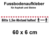 Fussbodenaufkleber Abstand halten 60 x 6 cm Asphalt Steine