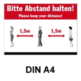 A4 Poster -  Abstand halten - Rot