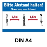 A4 Poster -  Abstand halten - Blau