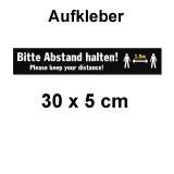 Aufkleber Bitte Abstand halten 30 x 5 cm Schwarz