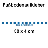 Fussbodenaufkleber Abstandstreifen mit Text 50 x 4 cm Blau