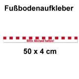 Fussbodenaufkleber Abstandstreifen mit Text 50 x 4 cm Rot