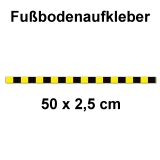 Fussbodenaufkleber Abstandstreifen  50 x 2,5 cm Schwarz-Gelb