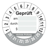 Plaketten Geprüft - 30 mm Weiss