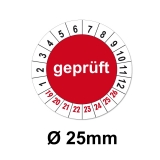 Plaketten Geprüft - rot 25mm