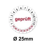 Plaketten Geprüft - weiss 25mm