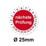 Plaketten nächste Prüfung - rot 25mm