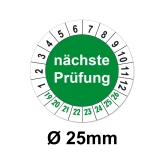 Plaketten nächste Prüfung - grün 25mm