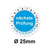 Plaketten nächste Prüfung - blau 25mm